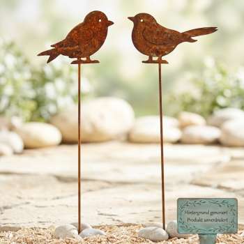 2er Set Liebliche Gartenstecker Vogel - Gartendekoration